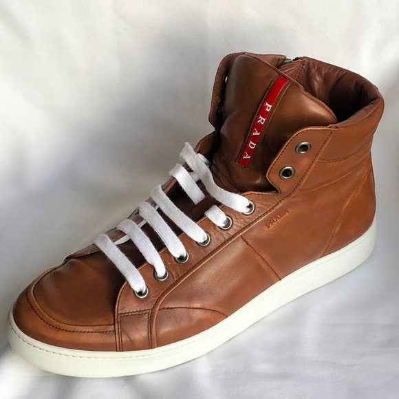 Prada Avenue High-Top Sneaker, Brown - Picture 5 of 6